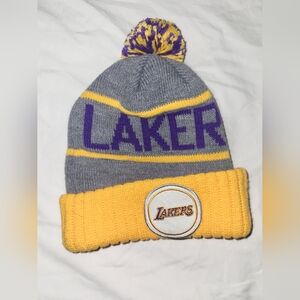 Lakers Gray and Yellow Knit Beanie